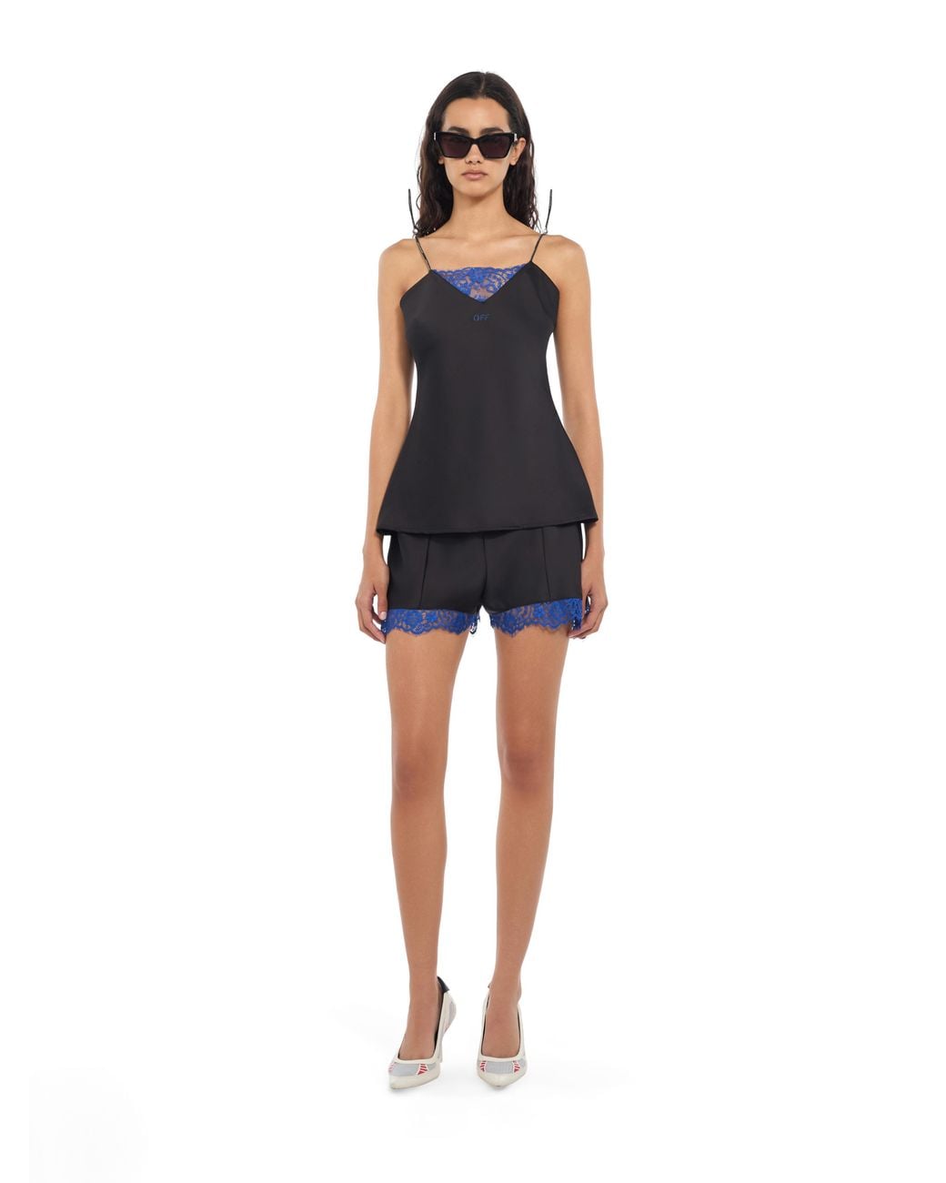 Off-White c/o Virgil Abloh Black Satin Lace Slip Camisole