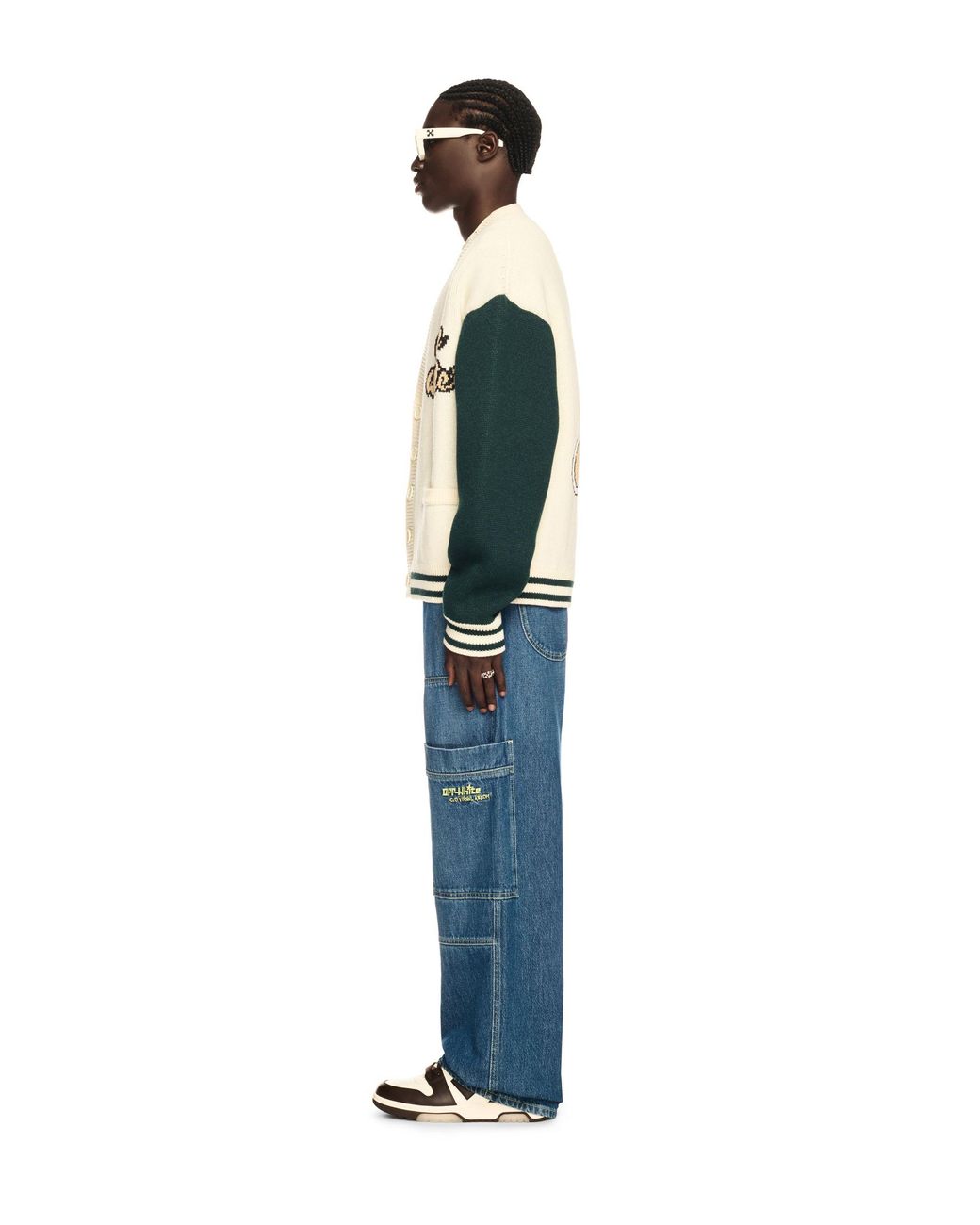 Off-White c/o Virgil Abloh White Crystal Cash Varsity Cardigan for men
