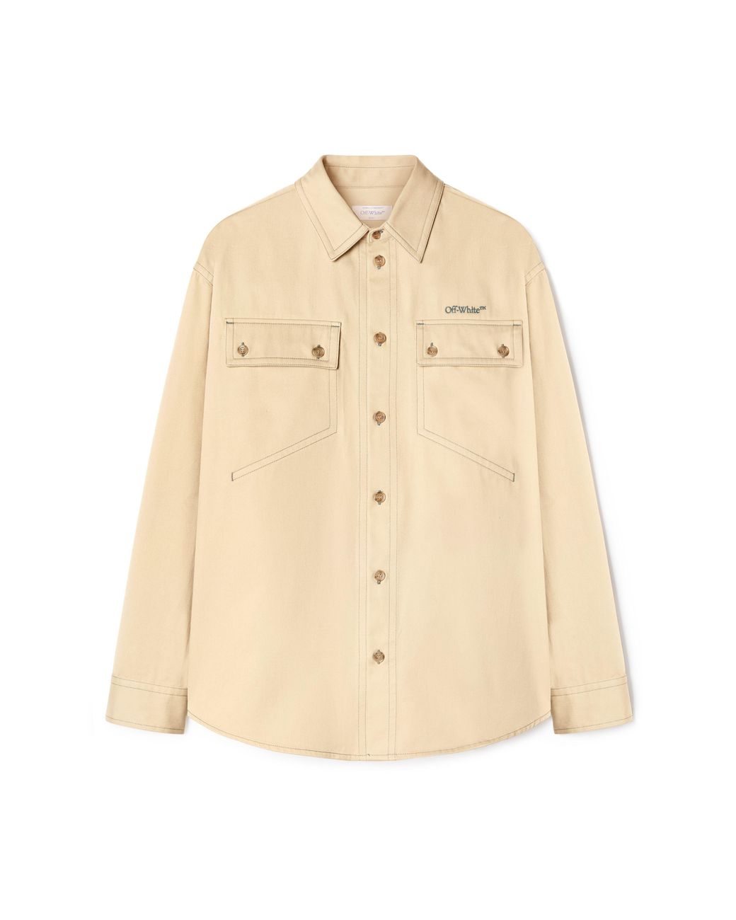 Off-White c/o Virgil Abloh Natural Beige Stitch Military Overshirt for men