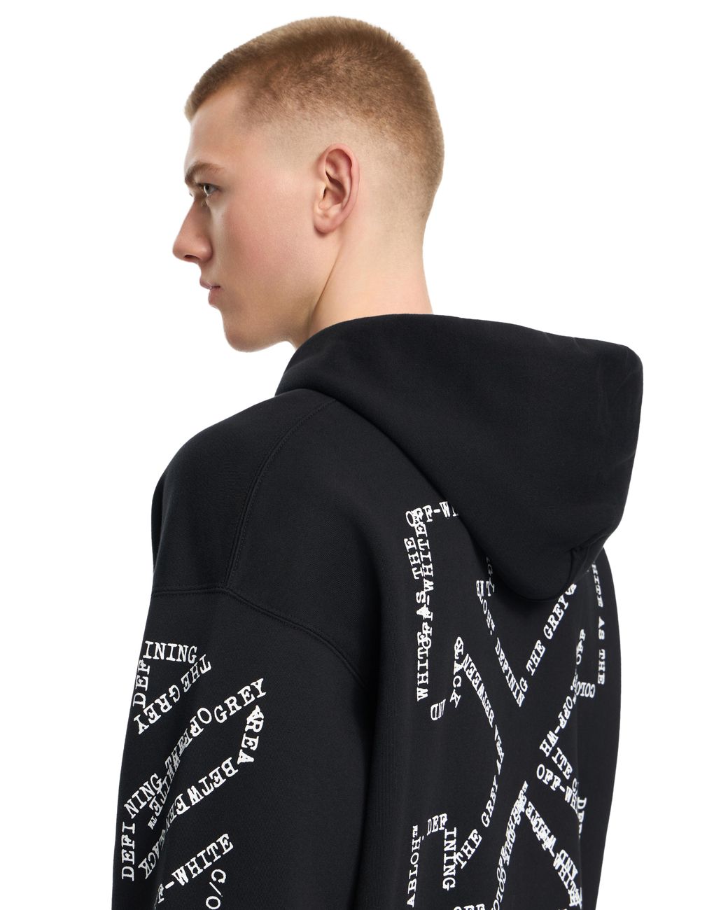 Off-White c/o Virgil Abloh Black Type Arrow Diagonal Loose Hoodie for men