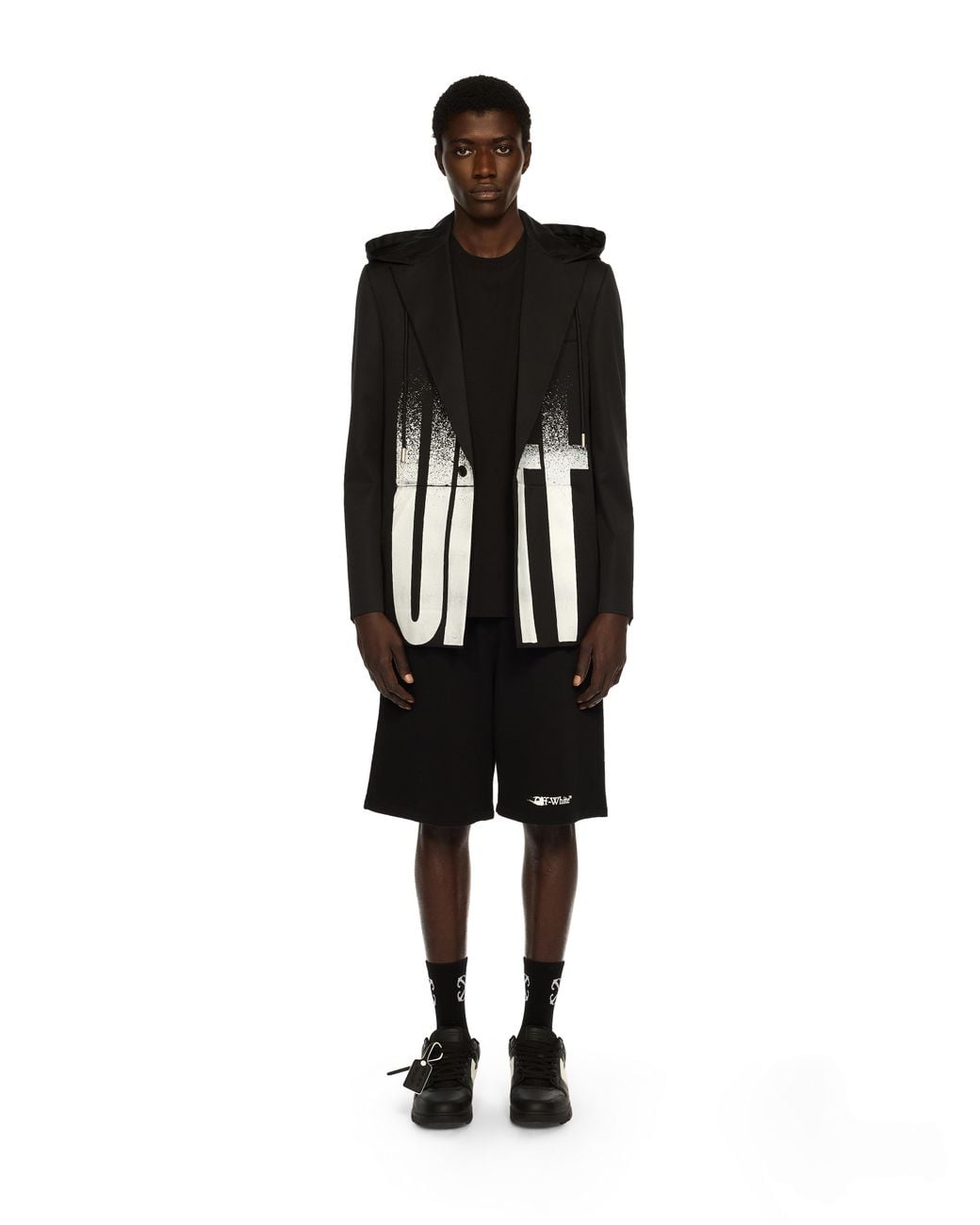 Off-White c/o Virgil Abloh Black Big Off Gradient Wool Hood Jacket for men