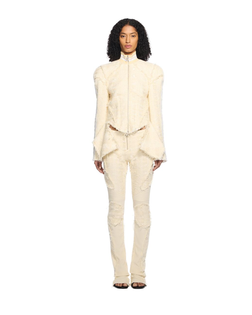 Off-White c/o Virgil Abloh White Tweed Peplum Jacket