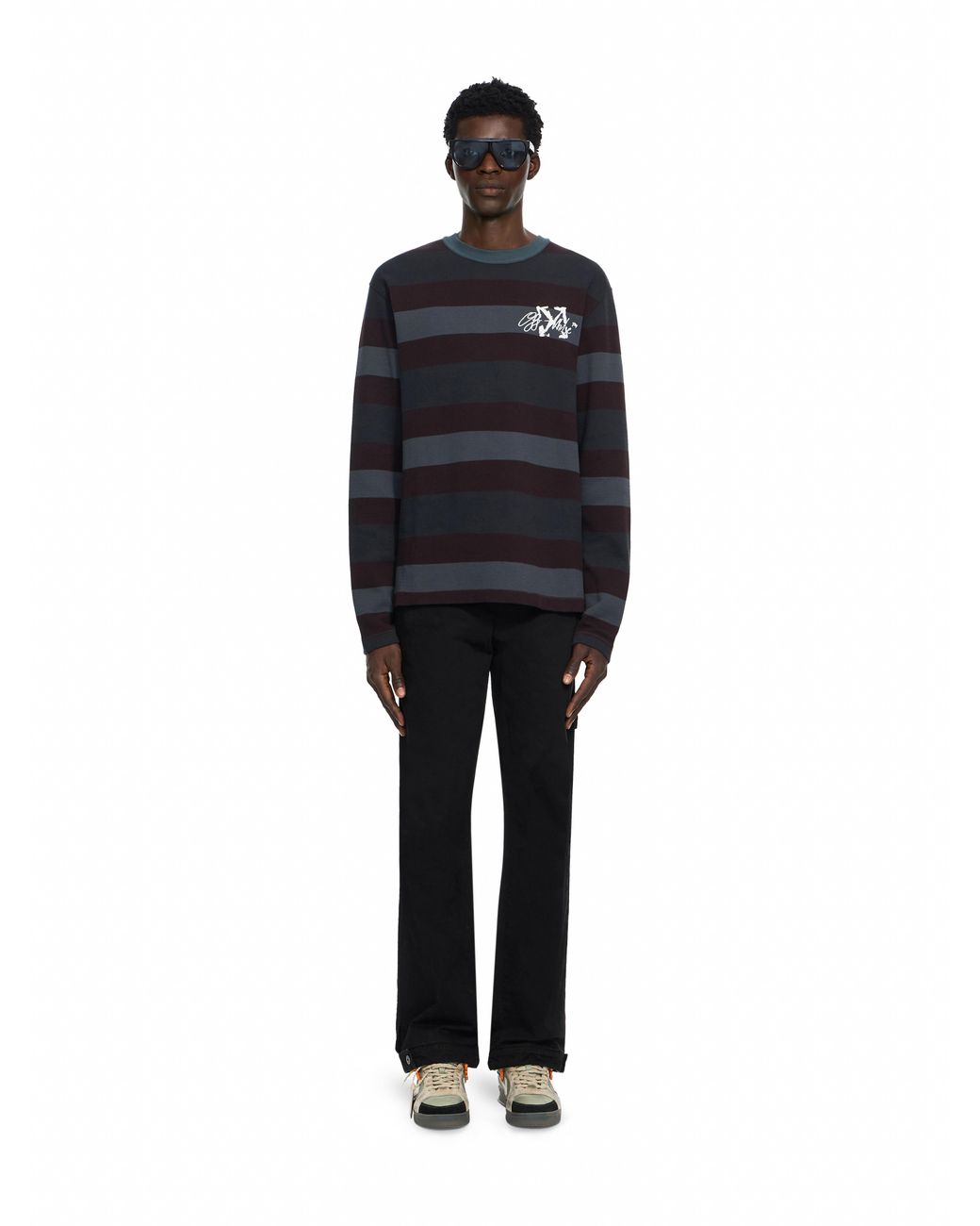 Off-White c/o Virgil Abloh Black Stroke Striped Long Sleeve T-Shirt for men