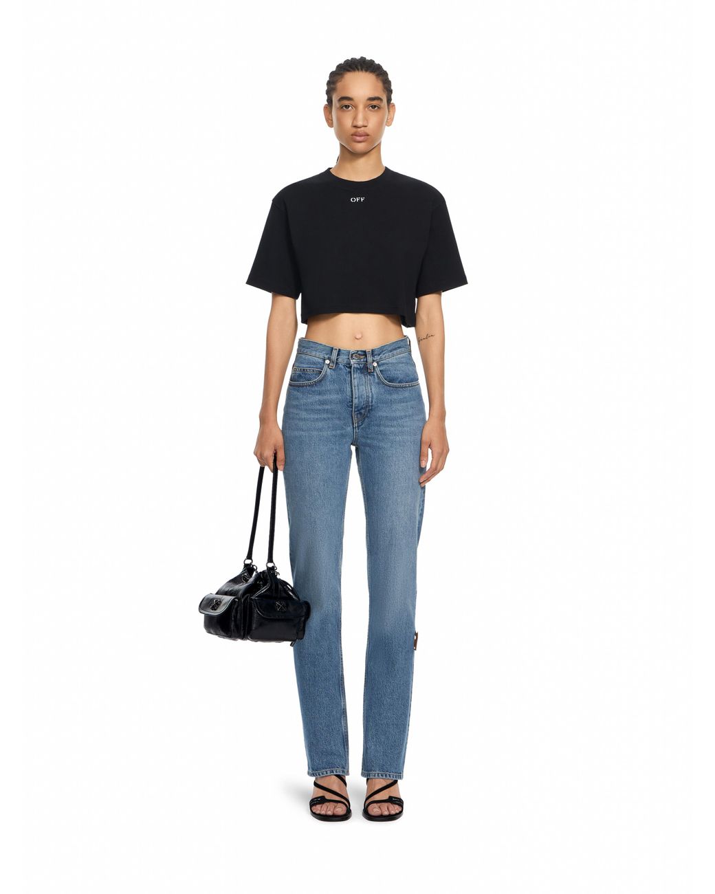 Off-White c/o Virgil Abloh Black Off Stamp Rib Cropped Tee
