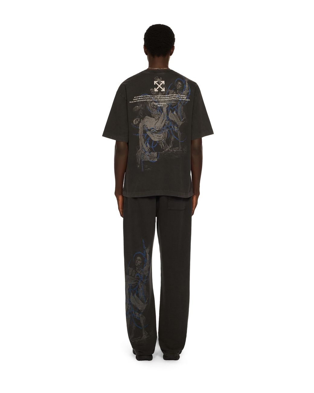 Off-White c/o Virgil Abloh Black Faded Painting Skate Logo T-Shirt for men