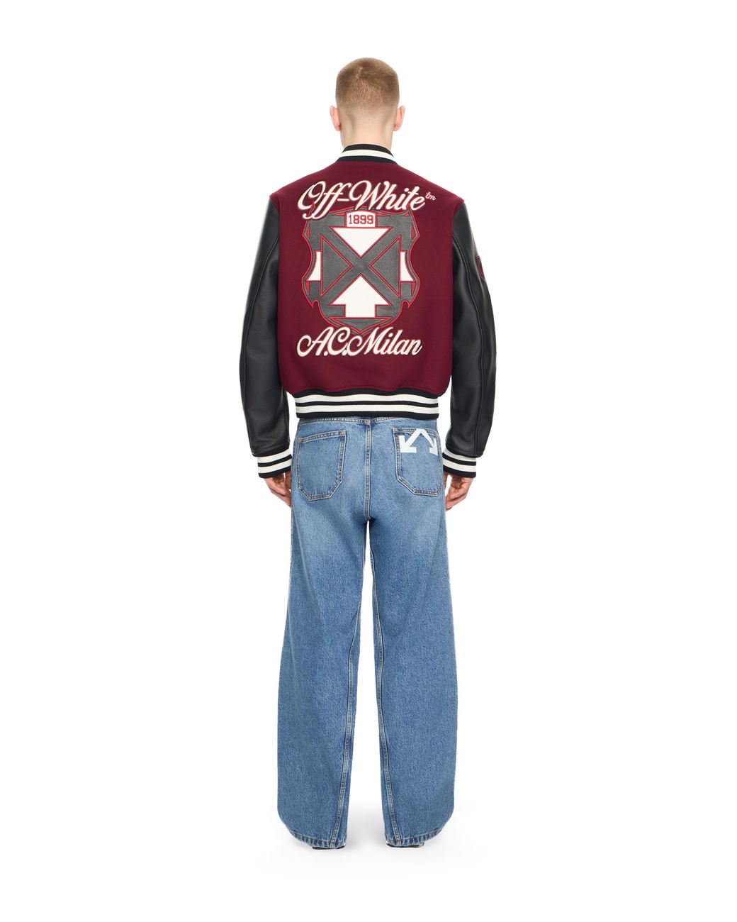 Off-White c/o Virgil Abloh Red Off- C/O Ac Milan Varsity Jacket for men