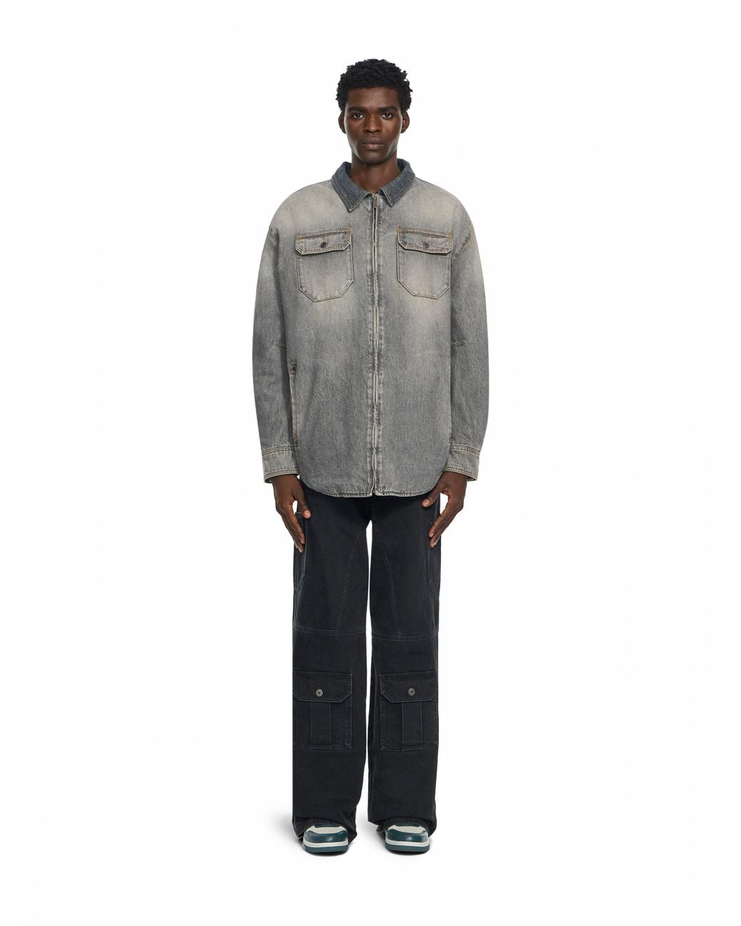 Off-White c/o Virgil Abloh Gray Bookish Workwear Denim Overshirt for men