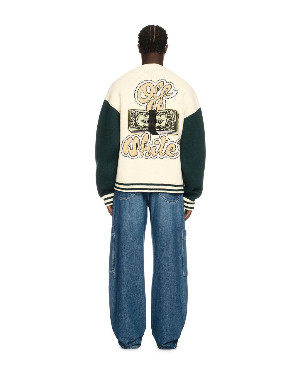 Off-White c/o Virgil Abloh White Crystal Cash Varsity Cardigan for men