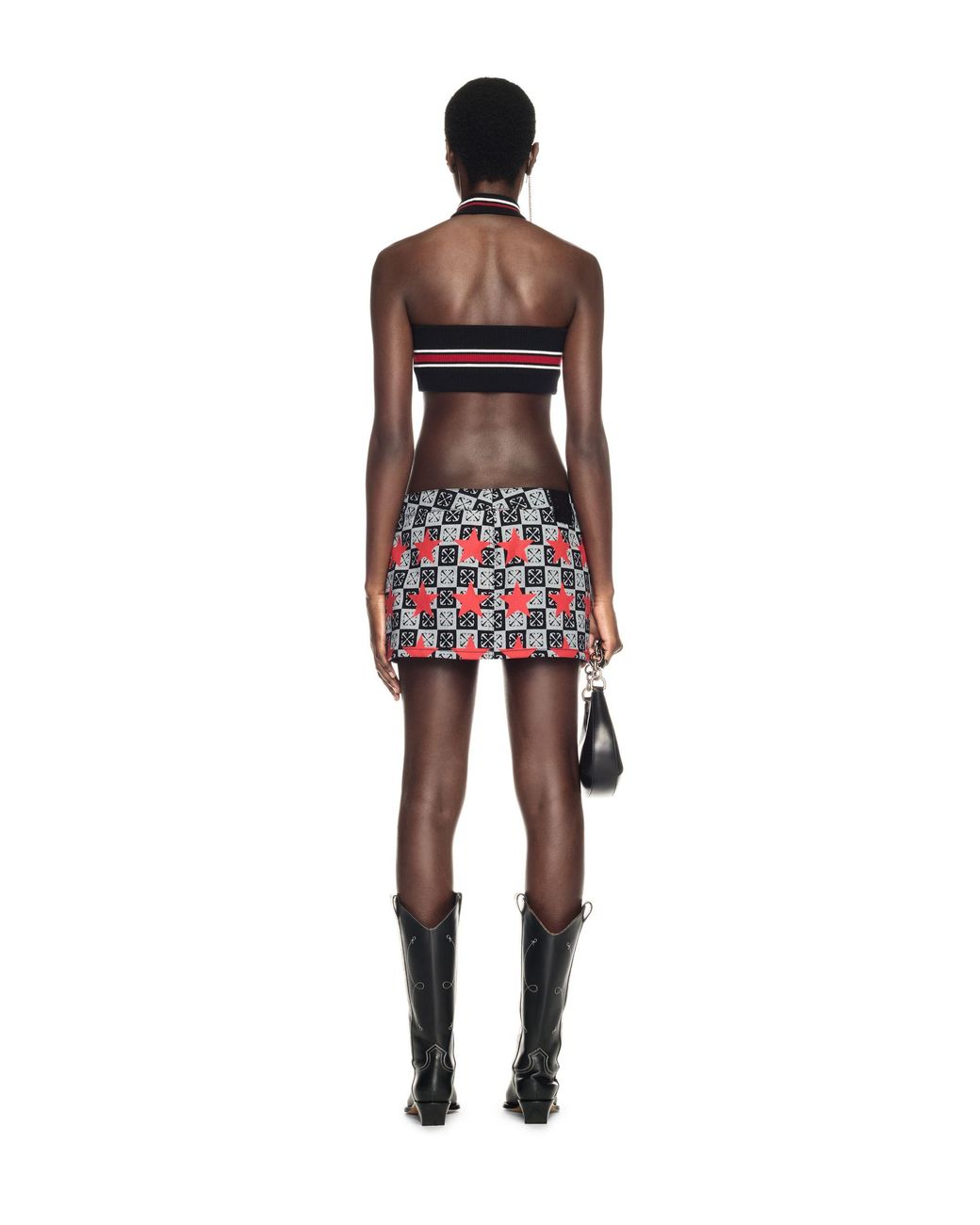 Off-White c/o Virgil Abloh Red Printed Star Denim Skirt