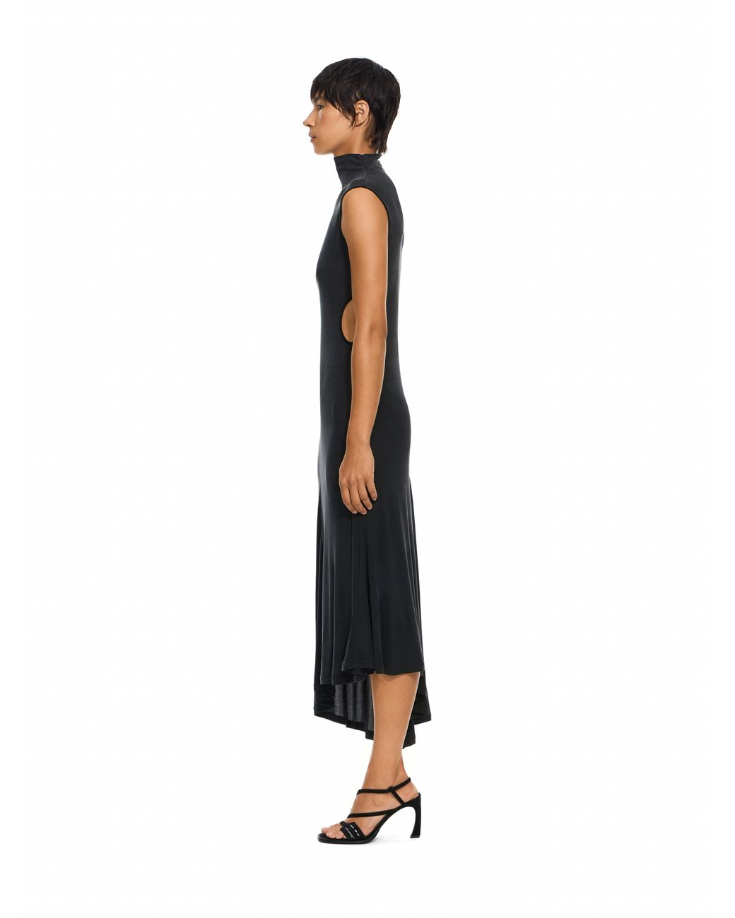 Off-White c/o Virgil Abloh Blue Cupro Rib Meteor Asymmetric Dress