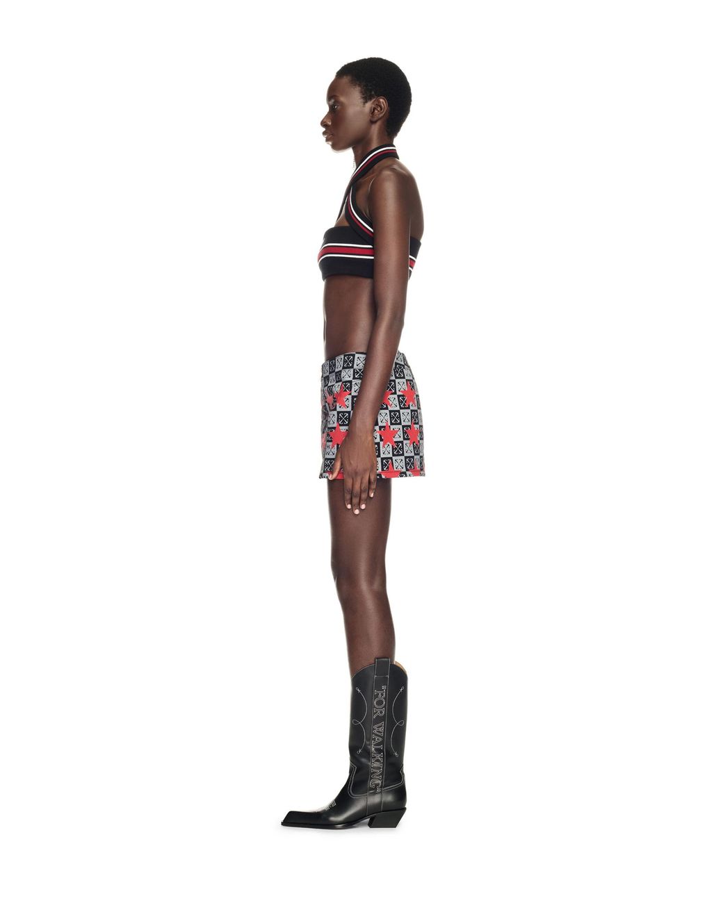 Off-White c/o Virgil Abloh Red Printed Star Denim Skirt