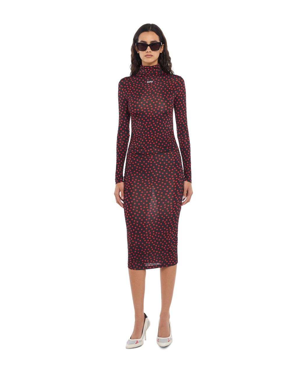 Off-White c/o Virgil Abloh Purple Off Stamp Dot Second Skin Midi Dress