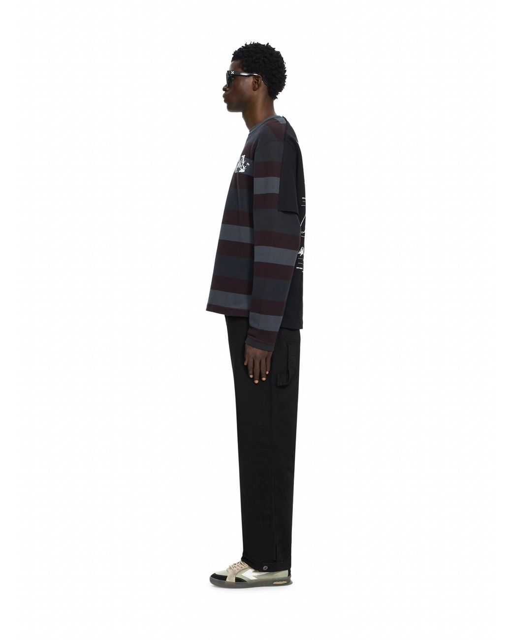 Off-White c/o Virgil Abloh Black Stroke Striped Long Sleeve T-Shirt for men