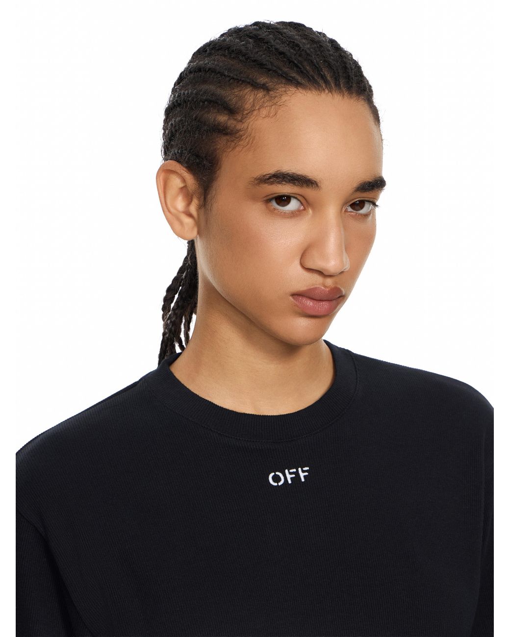 Off-White c/o Virgil Abloh Black Off Stamp Rib Cropped Tee