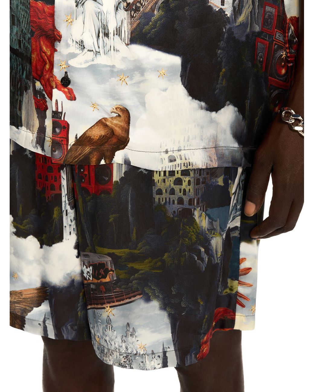 Off-White c/o Virgil Abloh White World Paint Viscose Bowling Shorts for men