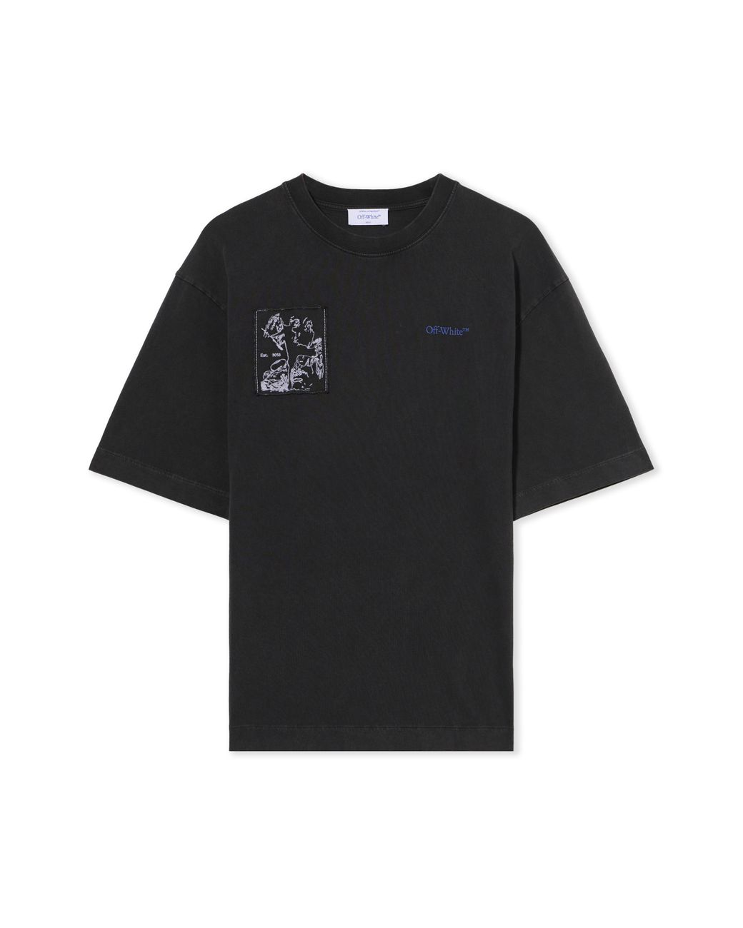 Off-White c/o Virgil Abloh Black Faded Painting Skate Logo T-Shirt for men