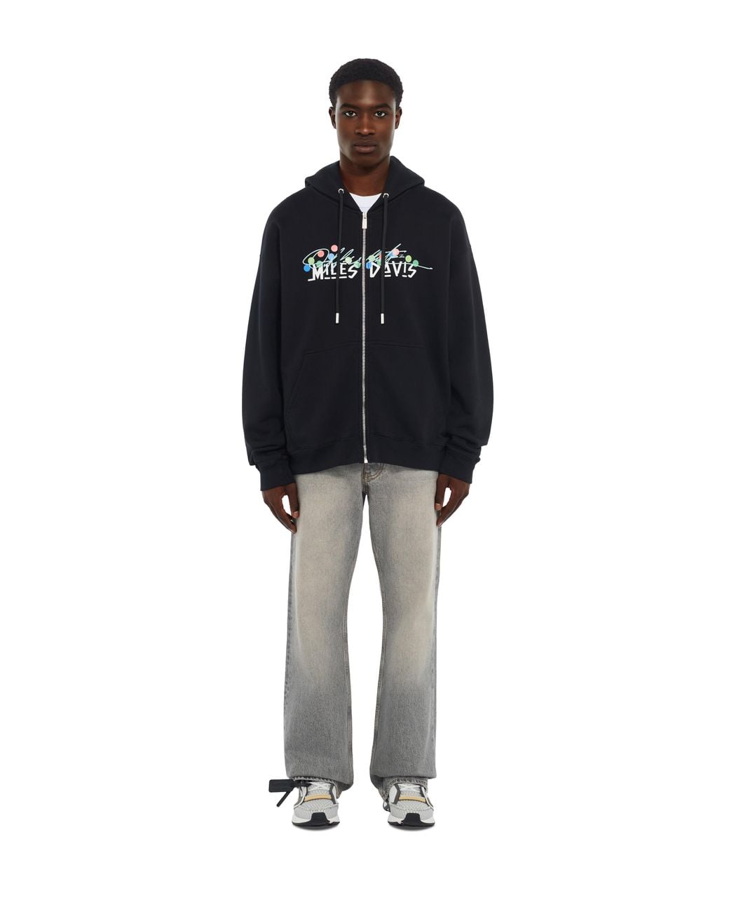 Off-White c/o Virgil Abloh Black Miles Davis Certified Skate Zip Hoodie for men