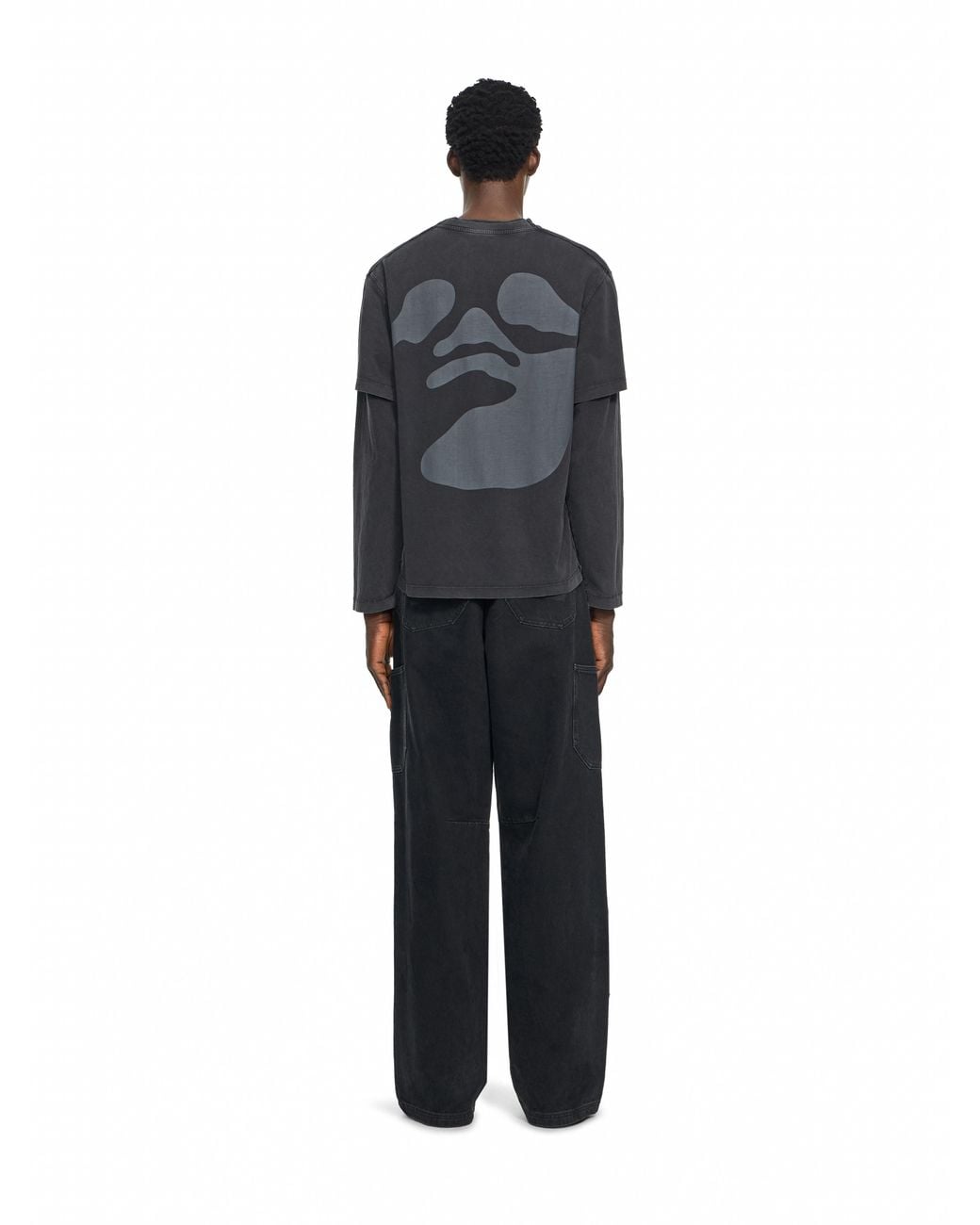 Off-White c/o Virgil Abloh Black Swimming Face Long Sleeve T-Shirt for men