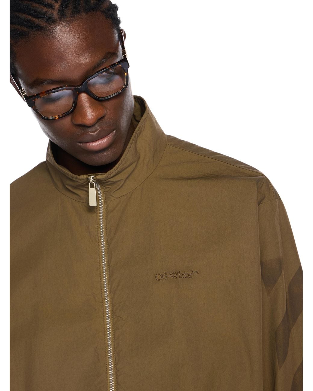 Off-White c/o Virgil Abloh Green Diagonal Cotton Tracktop for men