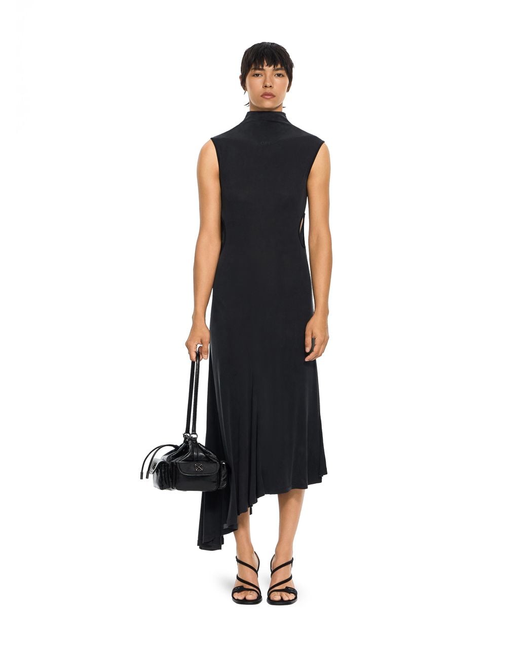 Off-White c/o Virgil Abloh Blue Cupro Rib Meteor Asymmetric Dress