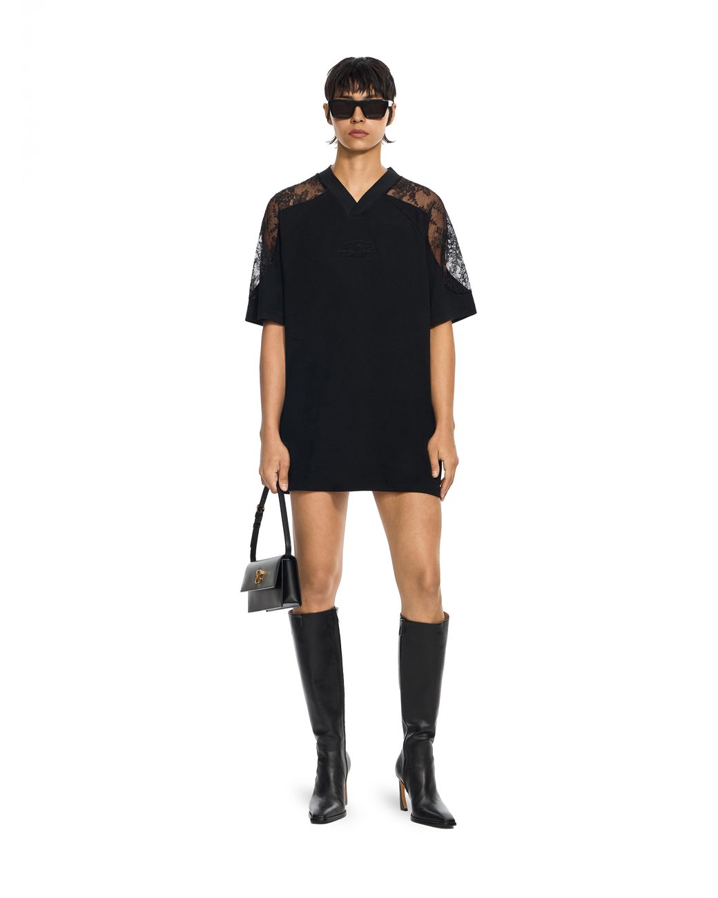 Off-White c/o Virgil Abloh Black Lace Insert Soccer Dress