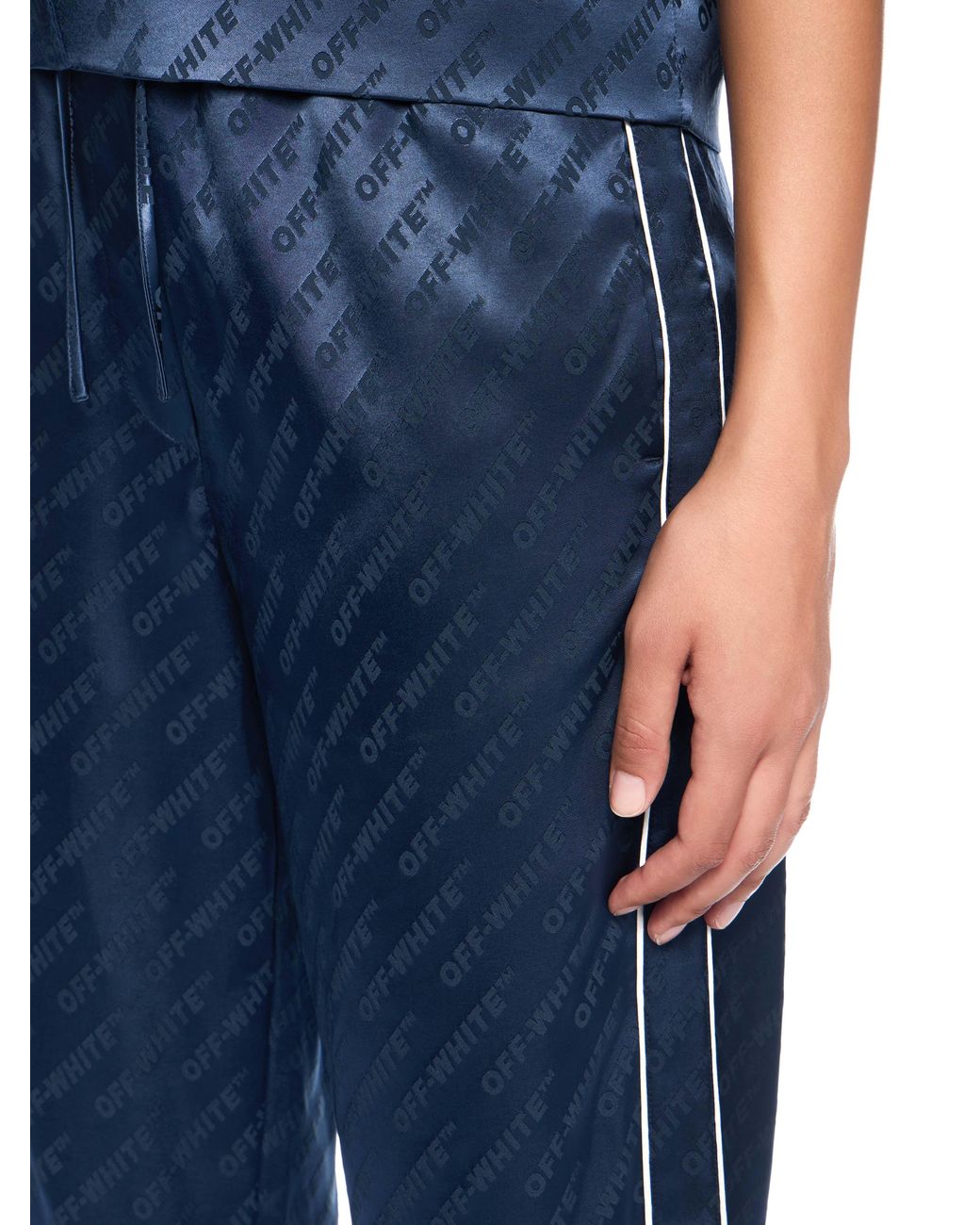 Off-White c/o Virgil Abloh Blue Jacquard Satin Pajama Pants