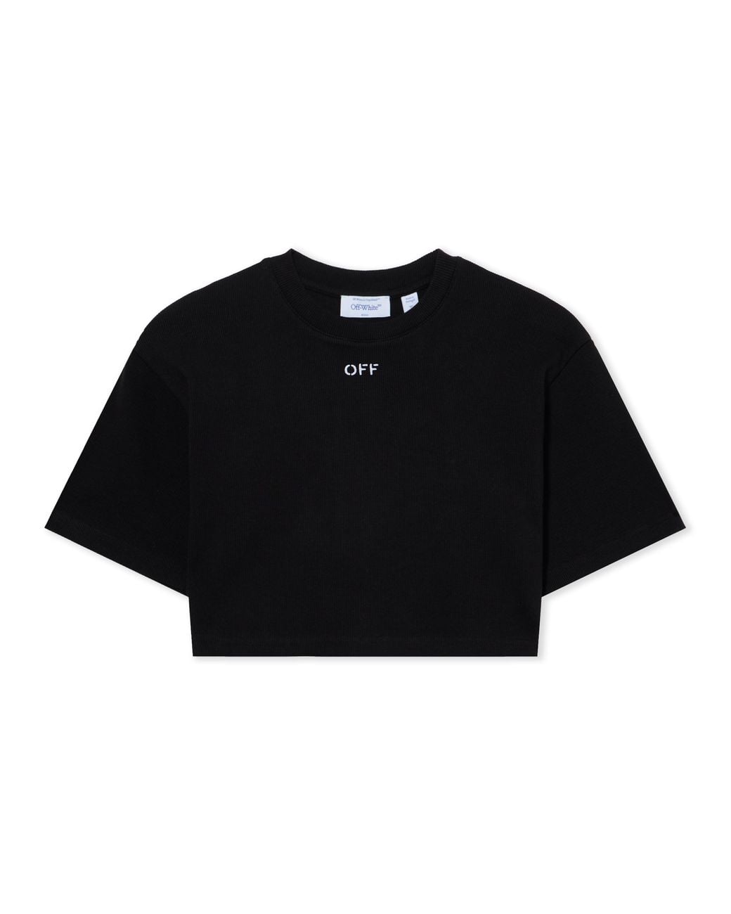 Off-White c/o Virgil Abloh Black Off Stamp Rib Cropped Tee