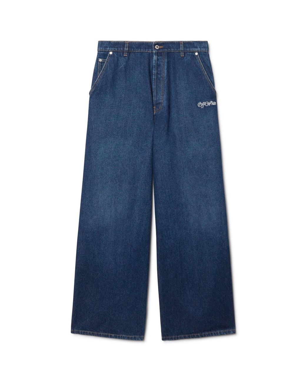 Off-White c/o Virgil Abloh Blue Script Wide Jeans for men
