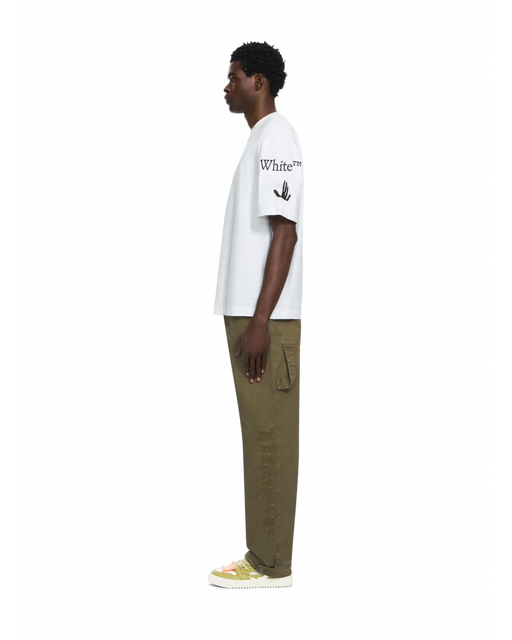 Off-White c/o Virgil Abloh Green Swimming Logo Garment-Dyed Carpenter Pants for men