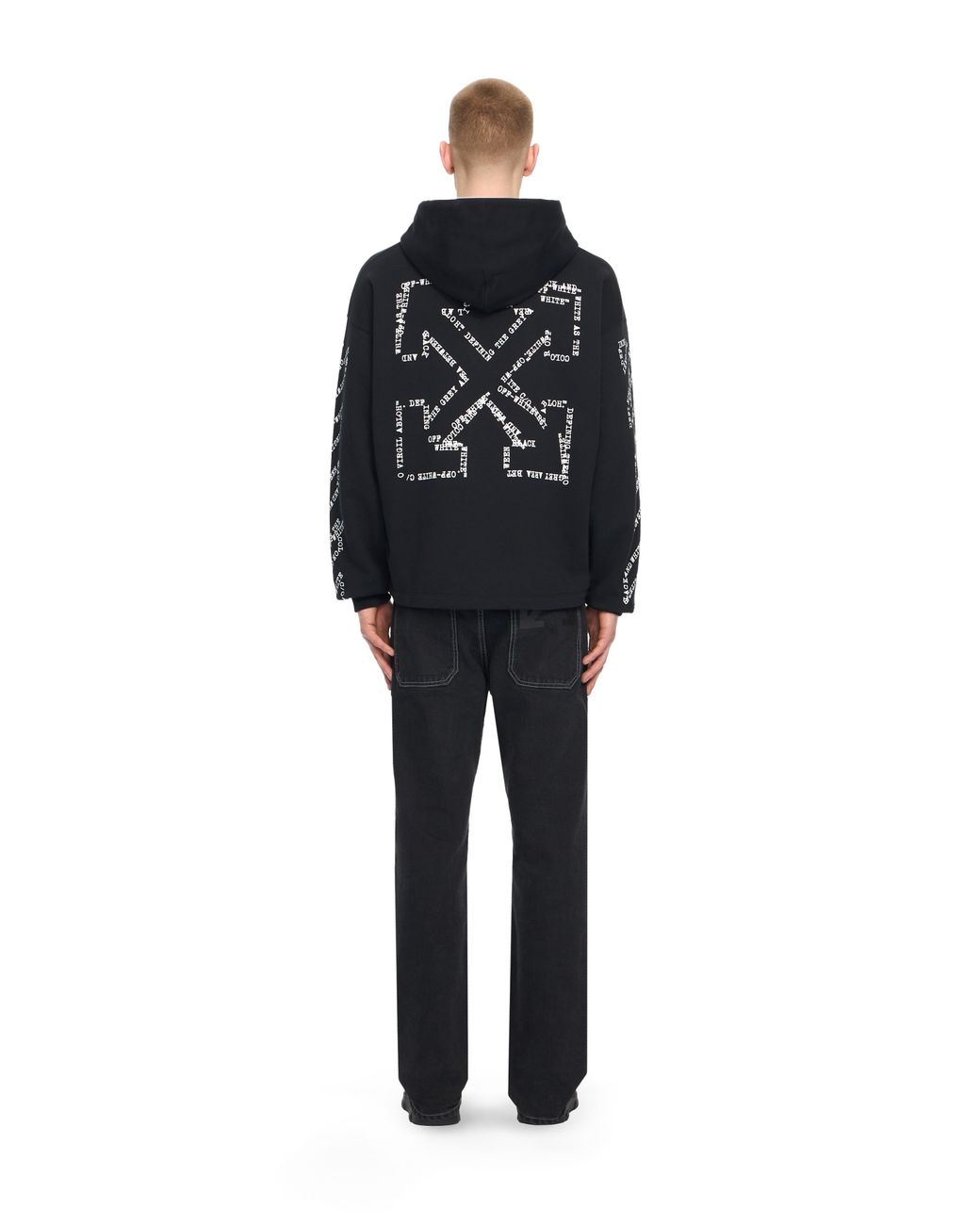 Off-White c/o Virgil Abloh Black Type Arrow Diagonal Loose Hoodie for men