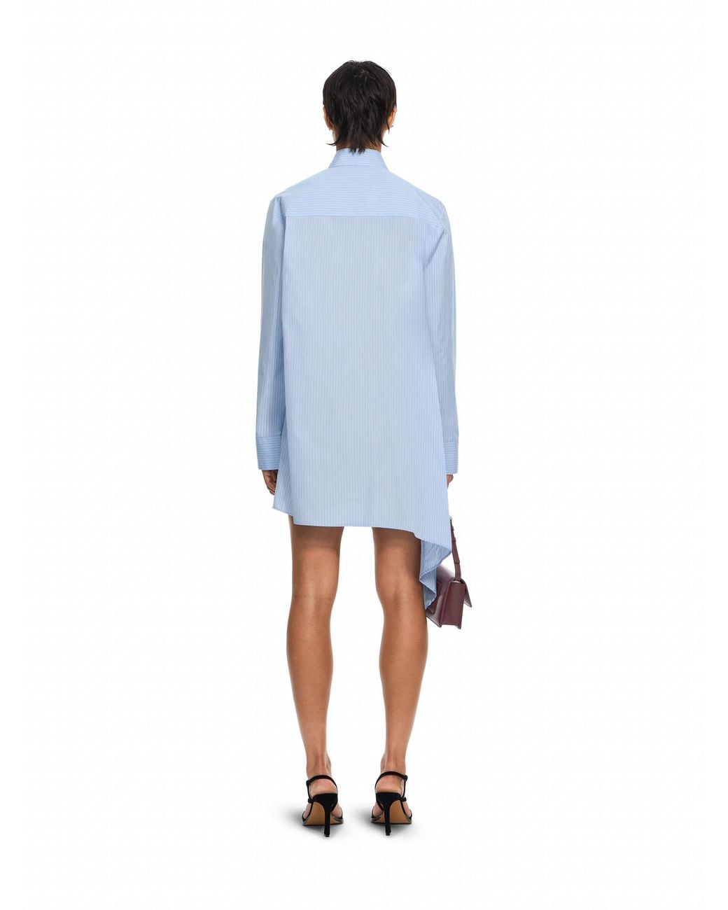 Off-White c/o Virgil Abloh Blue Striped Poplin Asymmetric Shirt Dress