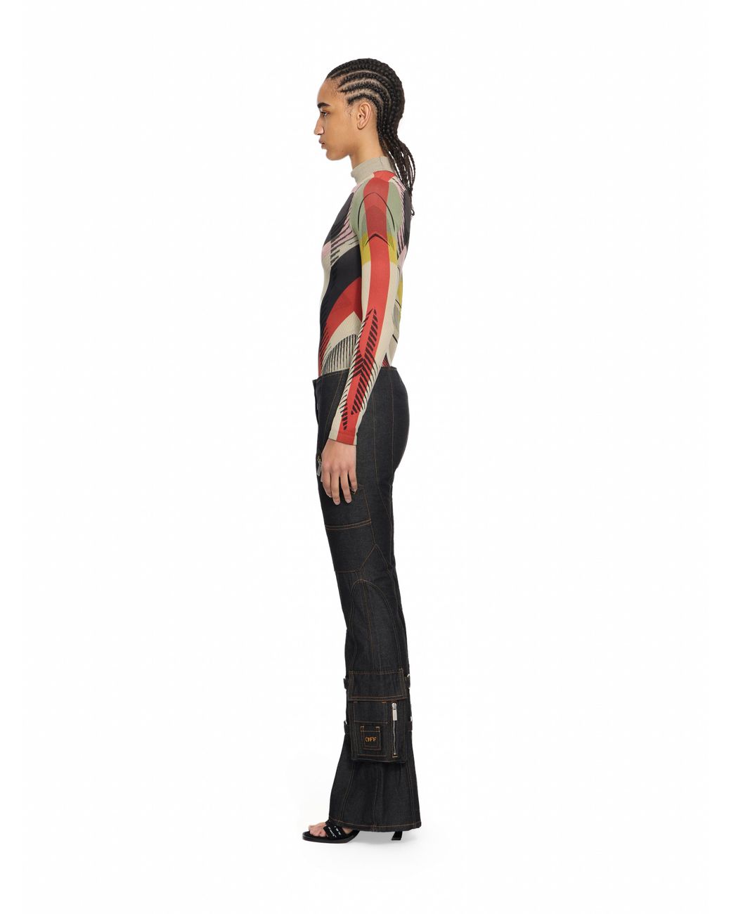 Off-White c/o Virgil Abloh Black Denim Pocket Belt Flare Pants