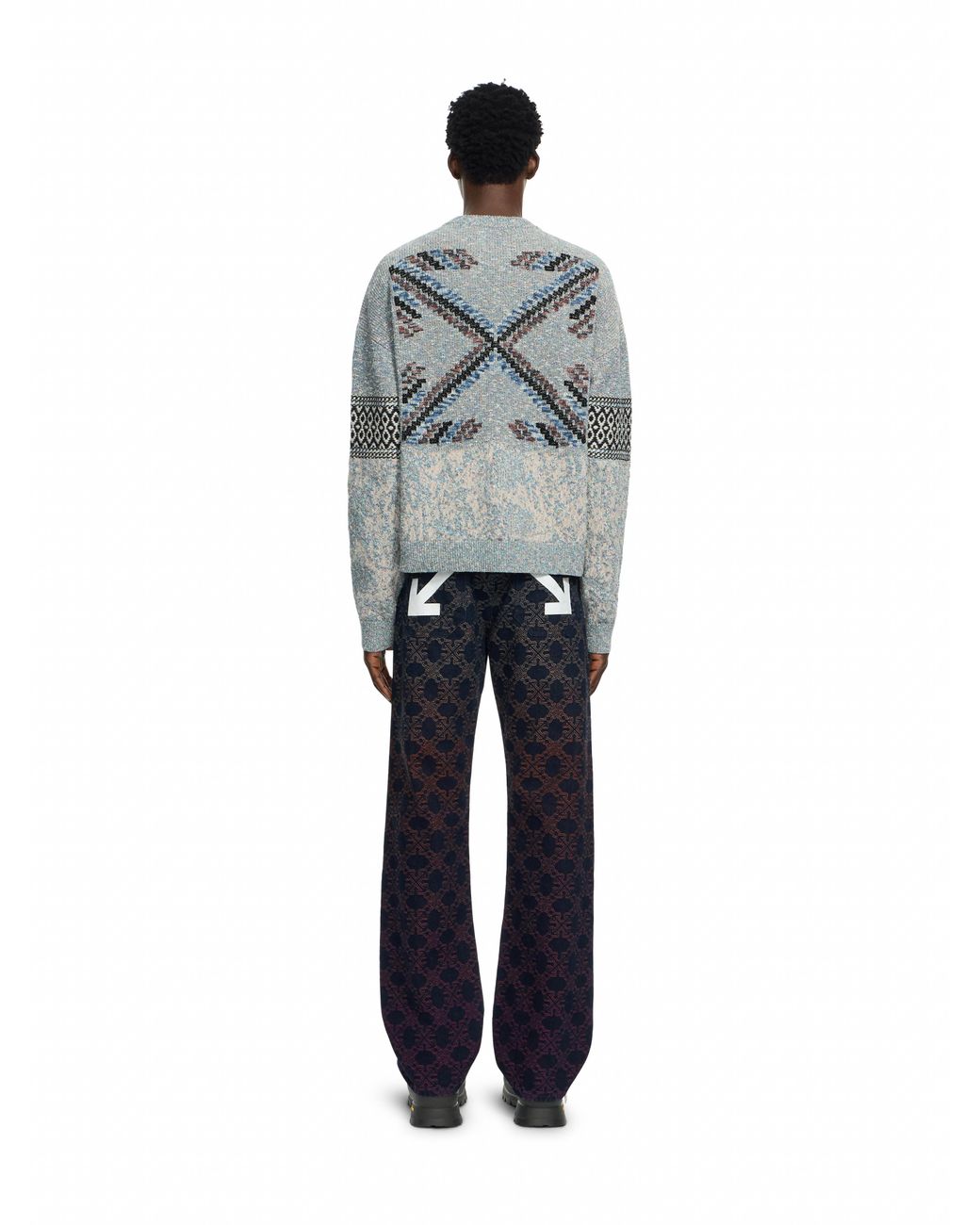 Off-White c/o Virgil Abloh Gray Persian Arrow Knit Crewneck for men