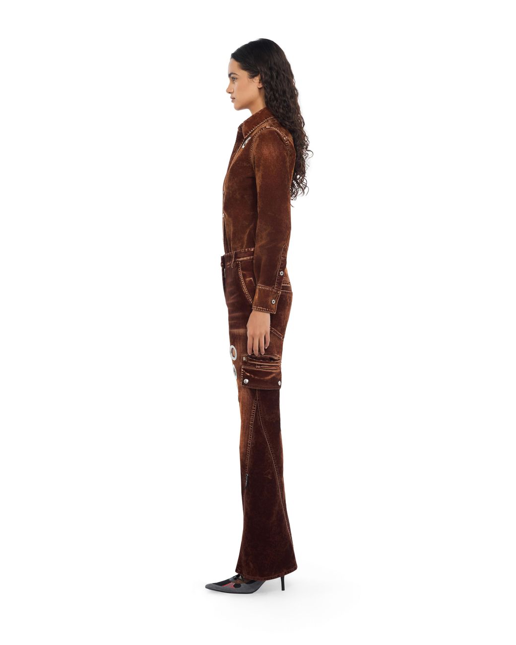 Off-White c/o Virgil Abloh Brown Eyelet Flock Cargo Pants
