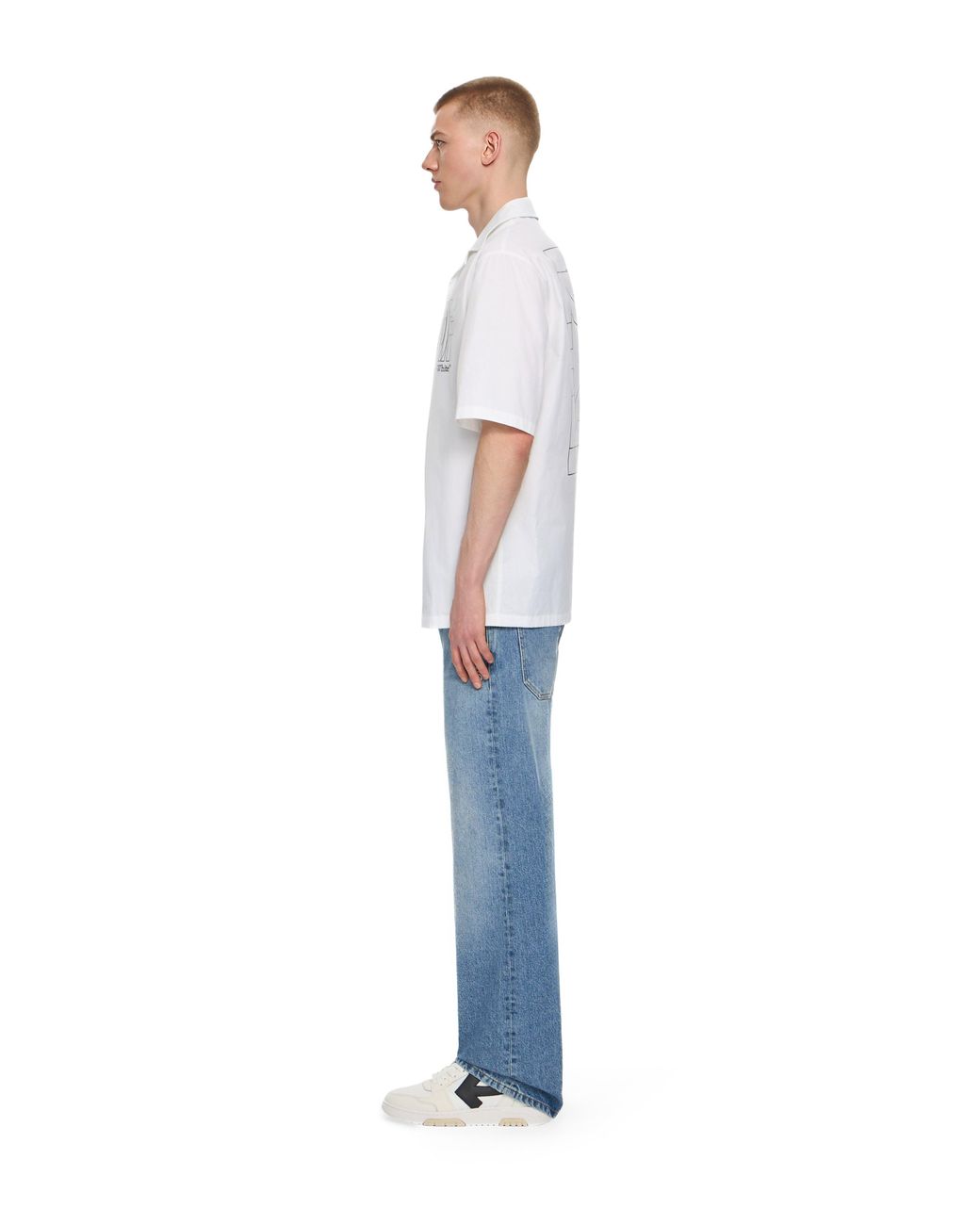 Off-White c/o Virgil Abloh White Outline Double Arrow Bowling Shirt for men