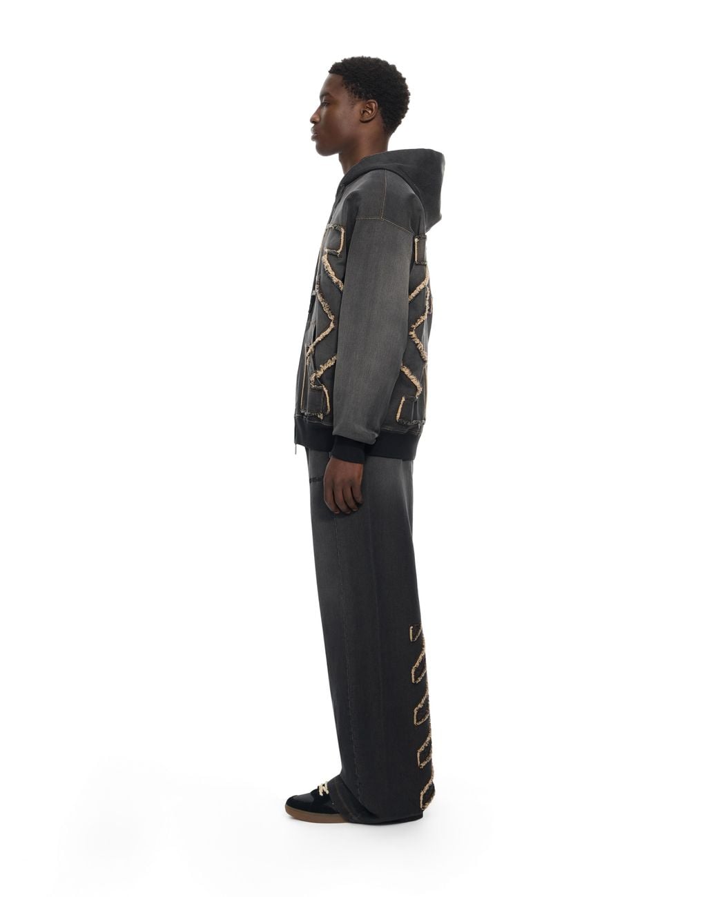 Off-White c/o Virgil Abloh Black Distressed Diag Slouchy Sweatpants for men