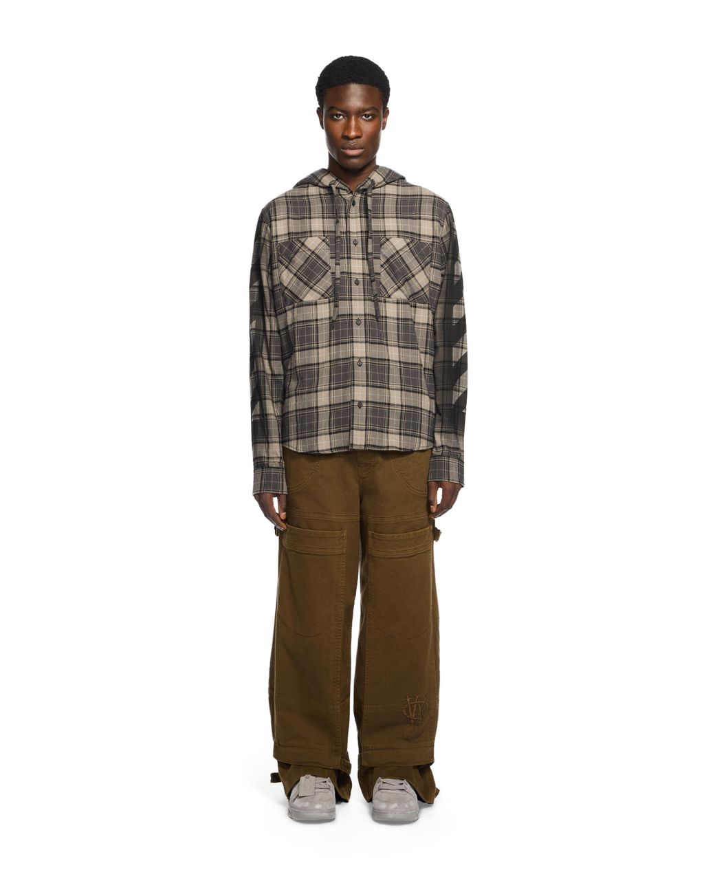 Off-White c/o Virgil Abloh Gray Spray Diagonal Hooded Shirt for men