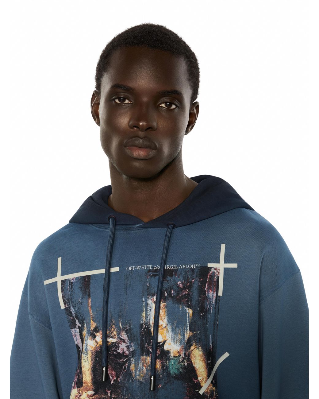 Off-White c/o Virgil Abloh Blue Ripped Narciso Regular Hoodie for men