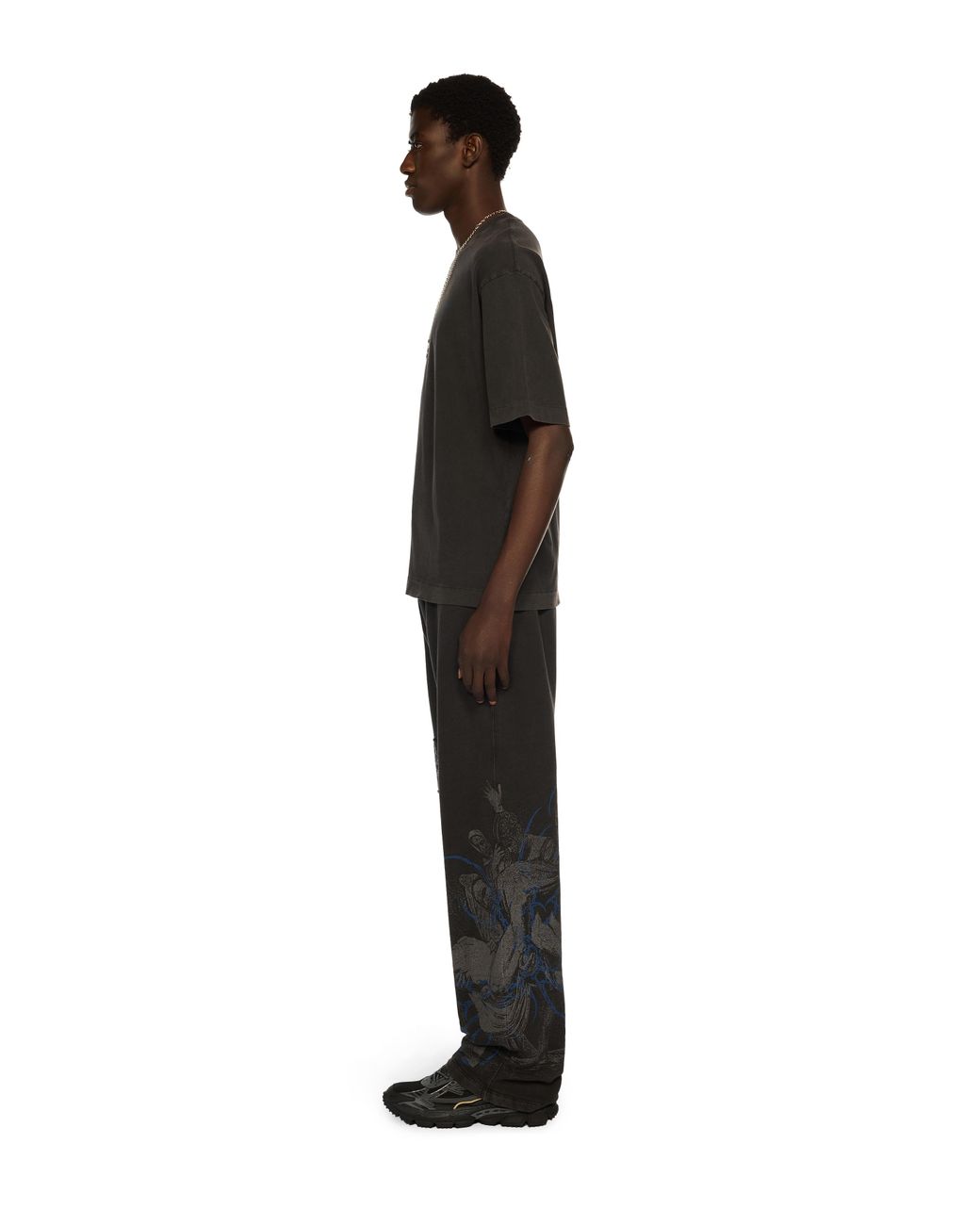 Off-White c/o Virgil Abloh Black Faded Painting Skate Logo T-Shirt for men