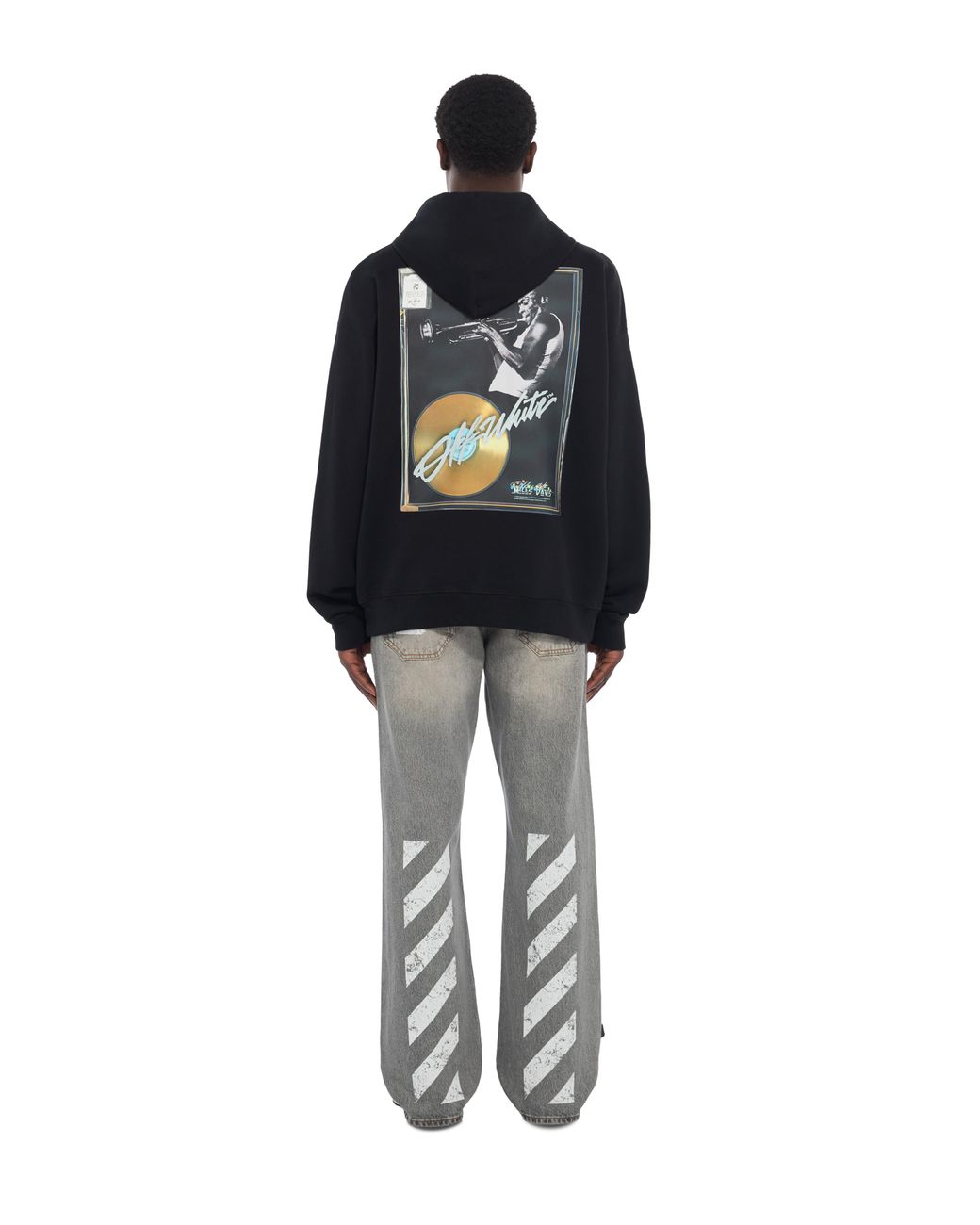 Off-White c/o Virgil Abloh Black Miles Davis Certified Skate Zip Hoodie for men