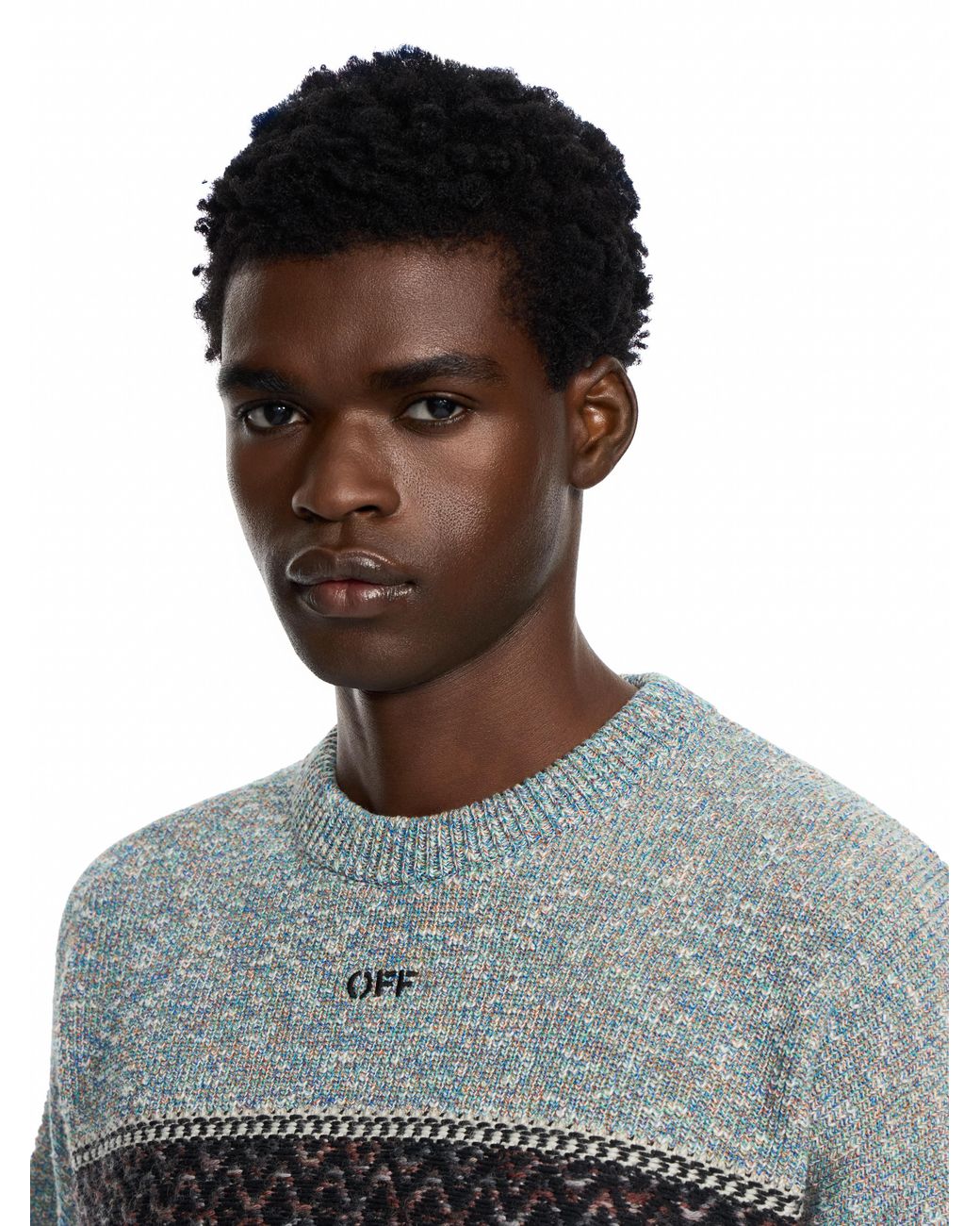 Off-White c/o Virgil Abloh Gray Persian Arrow Knit Crewneck for men