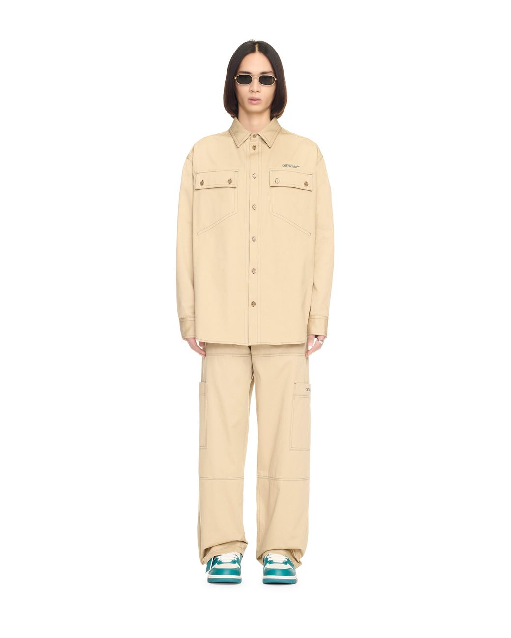 Off-White c/o Virgil Abloh Natural Beige Stitch Military Overshirt for men
