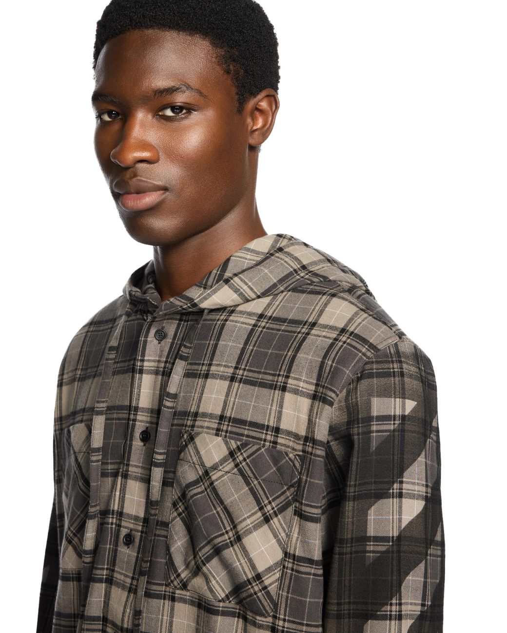 Off-White c/o Virgil Abloh Gray Spray Diagonal Hooded Shirt for men