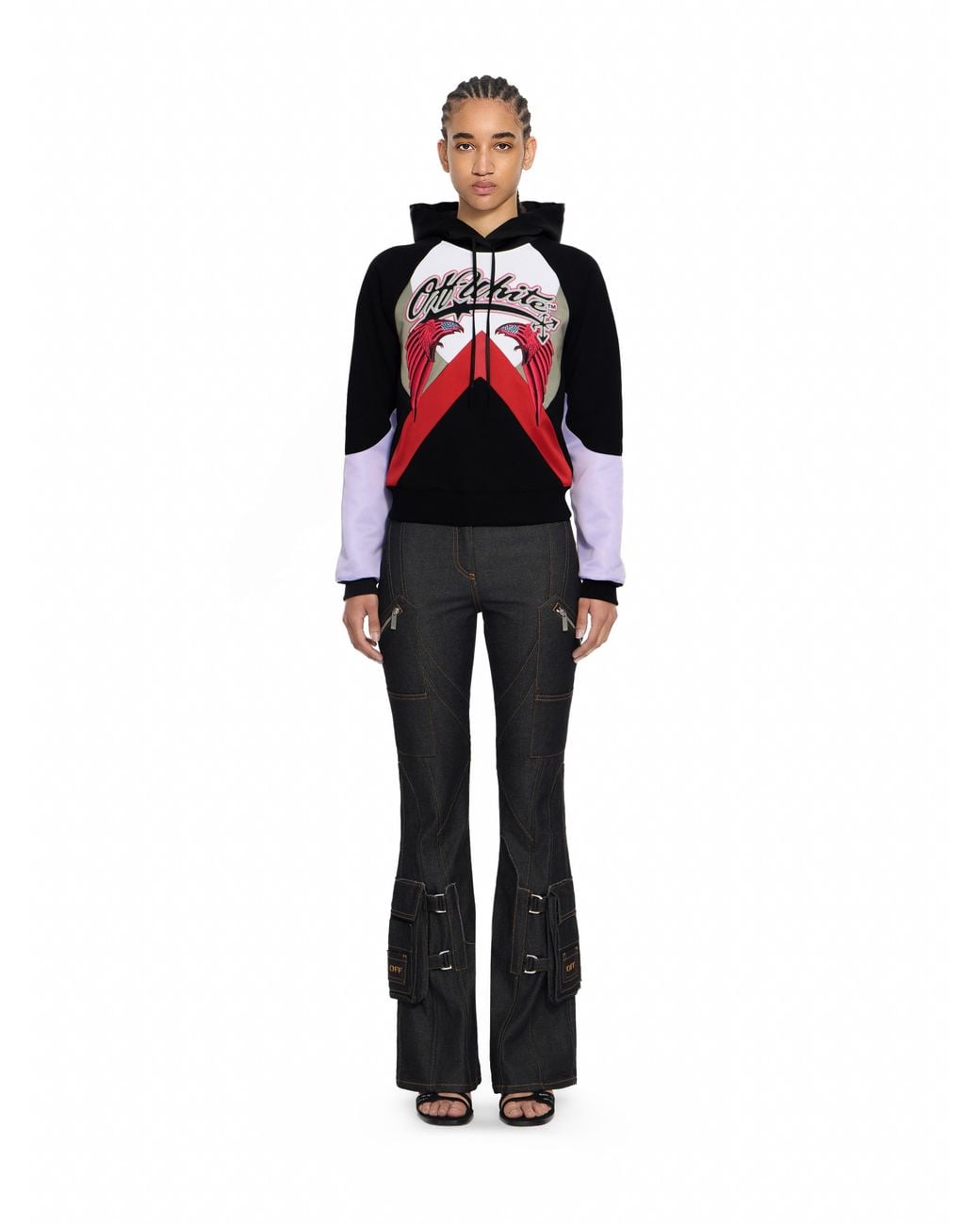 Off-White c/o Virgil Abloh Red Double Eagle Color Block Hoodie