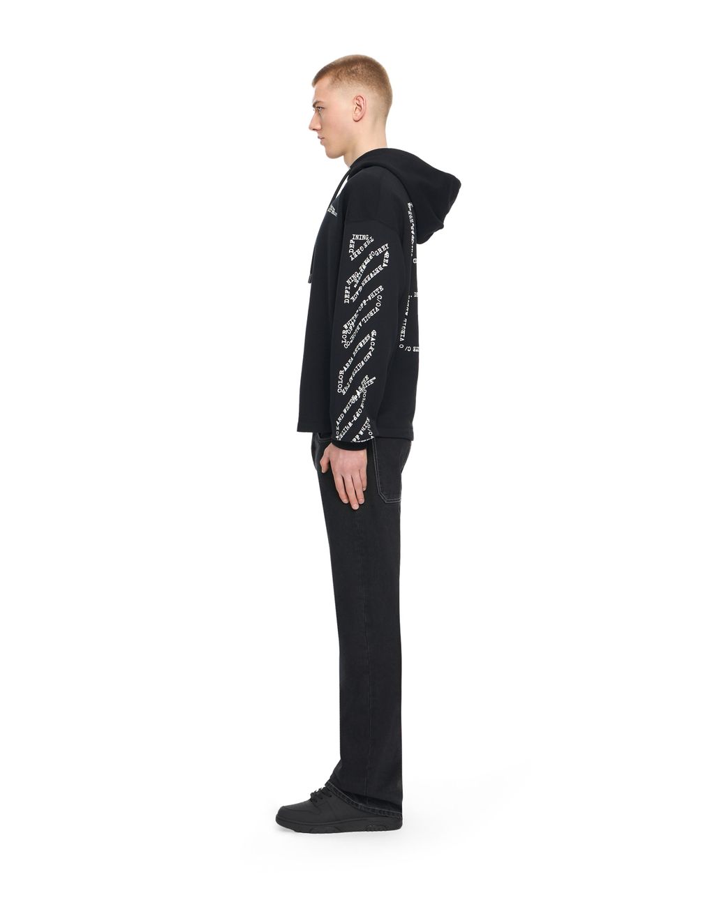 Off-White c/o Virgil Abloh Black Type Arrow Diagonal Loose Hoodie for men