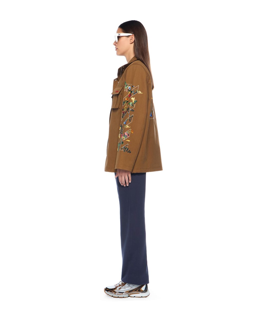 Off-White c/o Virgil Abloh Brown Arrow Flower Field Twill Jacket