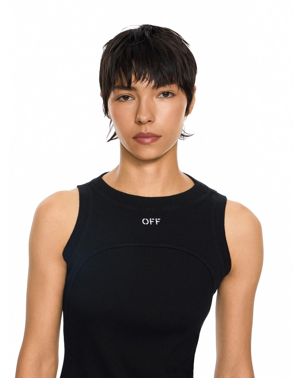 Off-White c/o Virgil Abloh Black Off Stamp Ribbed Round-Neck Mini Dress