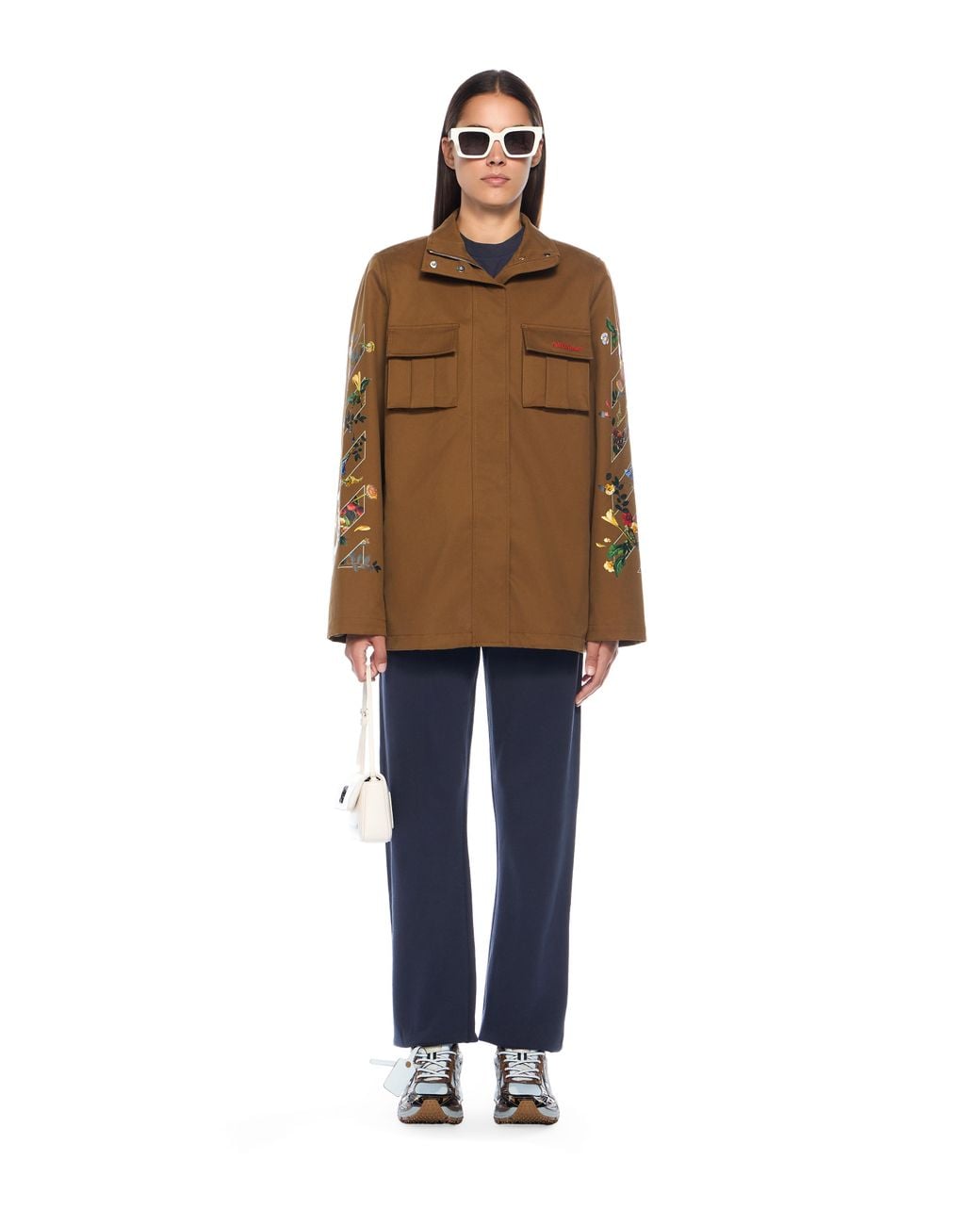 Off-White c/o Virgil Abloh Brown Arrow Flower Field Twill Jacket