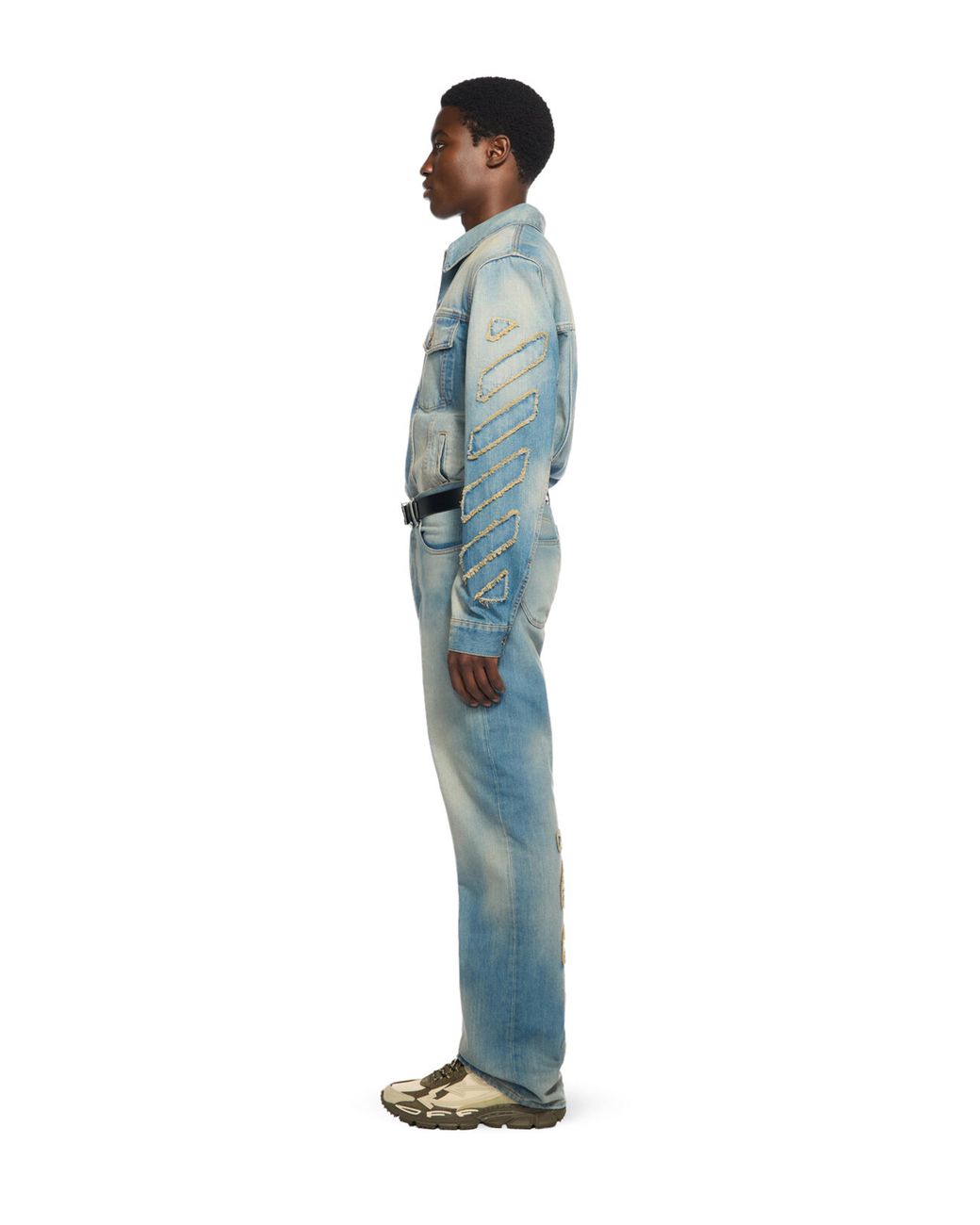 Off-White c/o Virgil Abloh Blue Diagonal Raw Patch Denim Jacket for men