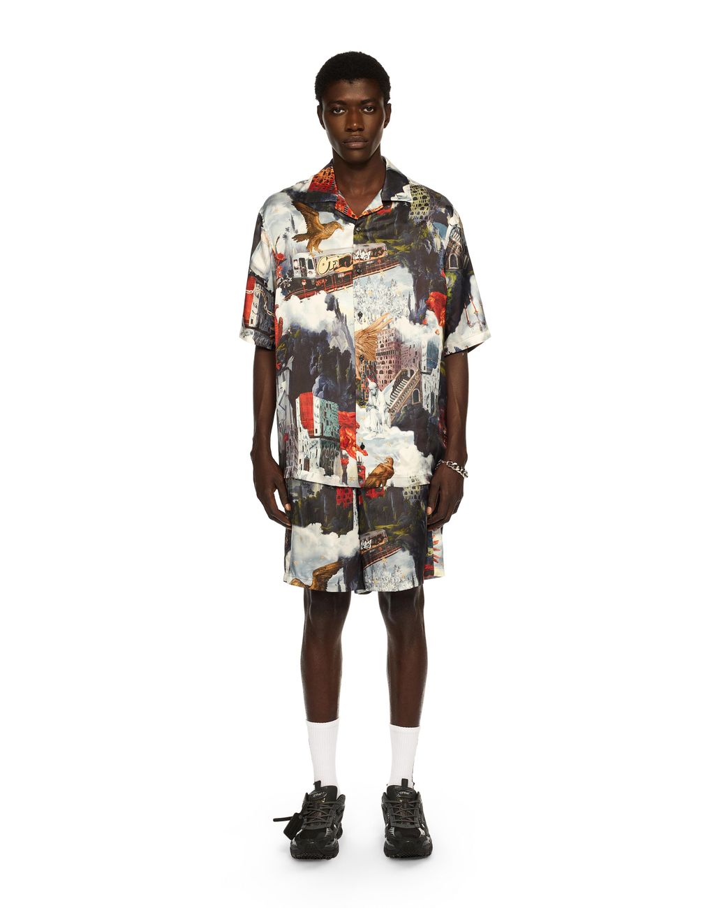 Off-White c/o Virgil Abloh White World Paint Viscose Bowling Shorts for men
